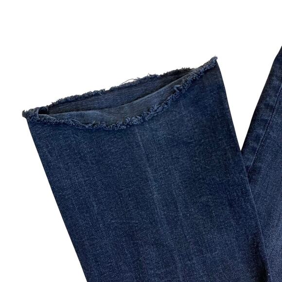 Zara Sz 6 Charcoal Washed Black Slim Flare Jeans Mid Rise Stretchy Raw Hem - Picture 7 of 16